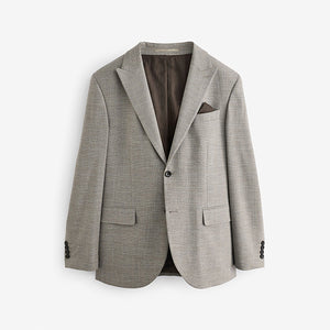 Neutral Slim Fit Check Suit Jacket