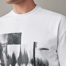 Load image into Gallery viewer, White Relaxed Fit Urban Graphic Front Print T-Shirt
