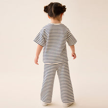 Load image into Gallery viewer, Black/White Short Sleeve T-Shirt and Wide Leg Trousers Set (3mths-5-6yrs)
