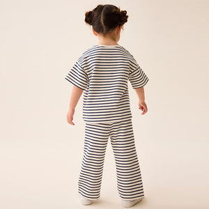 Black/White Short Sleeve T-Shirt and Wide Leg Trousers Set (3mths-5-6yrs)