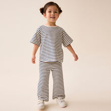 Load image into Gallery viewer, Black/White Short Sleeve T-Shirt and Wide Leg Trousers Set (3mths-5-6yrs)
