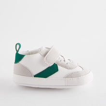 Load image into Gallery viewer, White/Green Touch Fastening Chevron Baby Trainers
