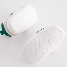 Load image into Gallery viewer, White/Green Touch Fastening Chevron Baby Trainers
