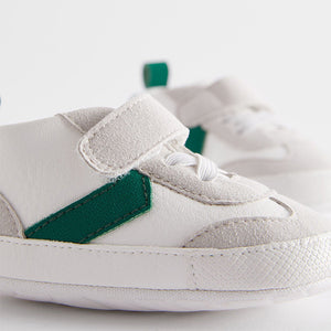 White/Green Touch Fastening Chevron Baby Trainers