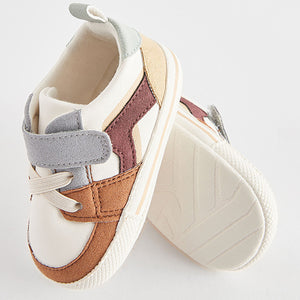 Rust Brown/Mineral Blue Touch Fastening Elastic Lace Baby Trainers (0-24mths)