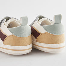 Load image into Gallery viewer, Rust Brown/Mineral Blue Touch Fastening Elastic Lace Baby Trainers (0-24mths)
