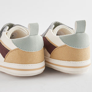 Rust Brown/Mineral Blue Touch Fastening Elastic Lace Baby Trainers (0-24mths)