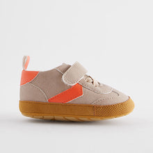 Load image into Gallery viewer, Neutral/Orange Touch Fastening Chevron Baby Trainers
