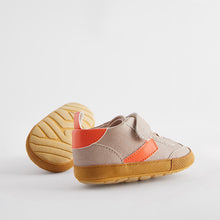 Load image into Gallery viewer, Neutral/Orange Touch Fastening Chevron Baby Trainers
