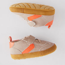 Load image into Gallery viewer, Neutral/Orange Touch Fastening Chevron Baby Trainers
