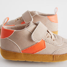 Load image into Gallery viewer, Neutral/Orange Touch Fastening Chevron Baby Trainers
