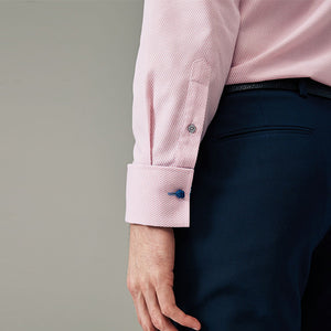 Light Pink Regular Fit Trimmed Easy Care Double Cuff Shirt