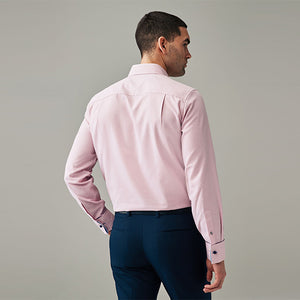Light Pink Regular Fit Trimmed Easy Care Double Cuff Shirt