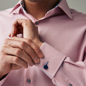 Light Pink Regular Fit Trimmed Easy Care Double Cuff Shirt