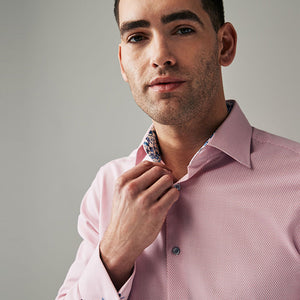 Light Pink Regular Fit Trimmed Easy Care Double Cuff Shirt