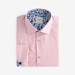 Light Pink Regular Fit Trimmed Easy Care Double Cuff Shirt