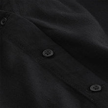 Load image into Gallery viewer, Black Linen Blend Button Down Relaxed Sleeve Top
