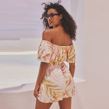 Load image into Gallery viewer, Cream Botanical Off Shoulder Playsuit
