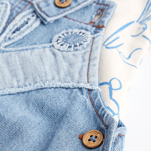 Denim Blue Dungarees And Bodysuit Baby Set (0mths-12-18mt)