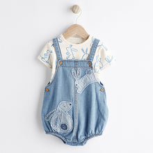 Load image into Gallery viewer, Denim Blue Dungarees And Bodysuit Baby Set (0mths-12-18mt)
