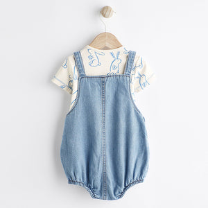 Denim Blue Dungarees And Bodysuit Baby Set (0mths-12-18mt)