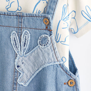 Denim Blue Dungarees And Bodysuit Baby Set (0mths-12-18mt)