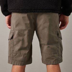 Dark Stone Drawstring Waist Cargo Shorts