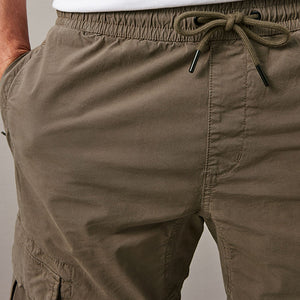 Dark Stone Drawstring Waist Cargo Shorts