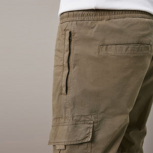 Dark Stone Drawstring Waist Cargo Shorts