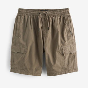 Dark Stone Drawstring Waist Cargo Shorts