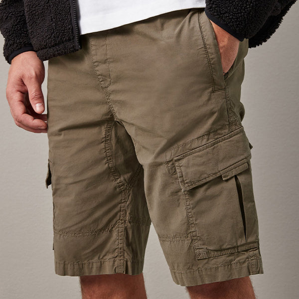 Dark Stone Drawstring Waist Cargo Shorts