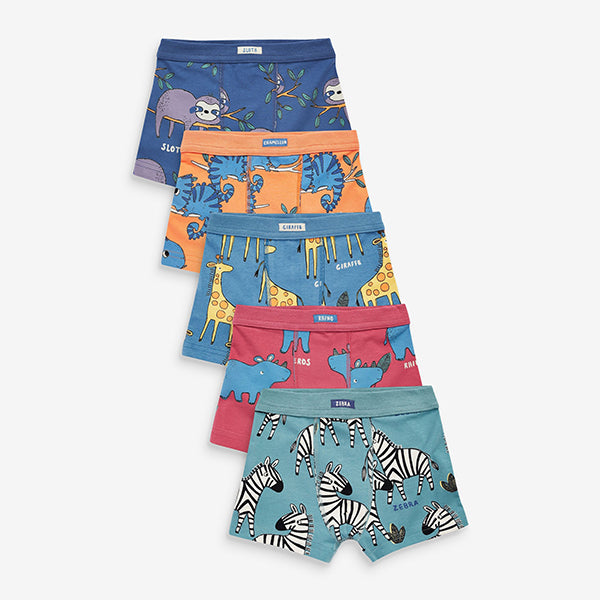 Safari Print Soft Waistband Trunks 5 Pack