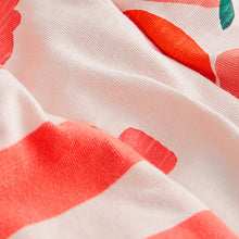 Load image into Gallery viewer, Red/Cream Floral/ Stripe Ruffle Short Sleeve Pyjamas 3 Pack
