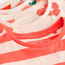 Load image into Gallery viewer, Red/Cream Floral/ Stripe Ruffle Short Sleeve Pyjamas 3 Pack
