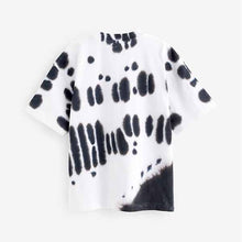 Load image into Gallery viewer, Black/White Relaxed Fit Tie-Dye Short Sleeve 100% Cotton T-Shirt
