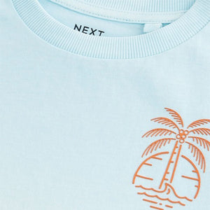 Blue Relaxed Fit Tie-Dye Short Sleeve 100% Cotton T-Shirt