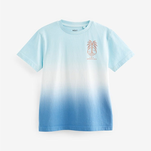 Blue Relaxed Fit Tie-Dye Short Sleeve 100% Cotton T-Shirt