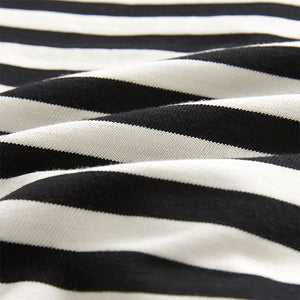 Black/Ecru White Stripe Heavyweight Short Sleeve Crew Neck T-Shirt