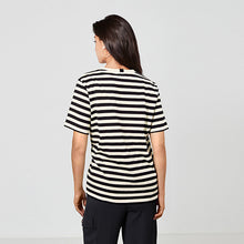 Load image into Gallery viewer, Black/Ecru White Stripe Heavyweight Short Sleeve Crew Neck T-Shirt
