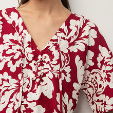 Load image into Gallery viewer, Red/Cream Oversized Cover Up Kaftan With Linen
