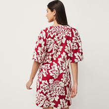 Load image into Gallery viewer, Red/Cream Oversized Cover Up Kaftan With Linen
