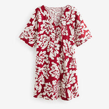 Load image into Gallery viewer, Red/Cream Oversized Cover Up Kaftan With Linen
