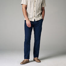 Load image into Gallery viewer, Navy Blue Slim Fit Summerweight Stretch Chino Trousers
