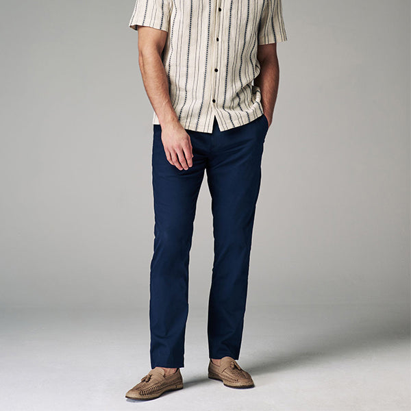 Navy Blue Slim Fit Summerweight Stretch Chino Trousers