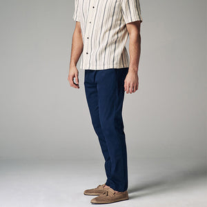 Navy Blue Slim Fit Summerweight Stretch Chino Trousers