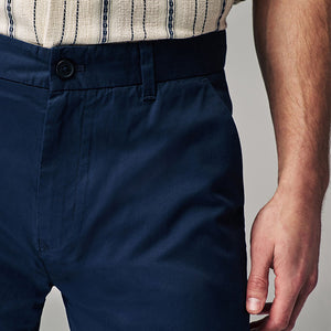 Navy Blue Slim Fit Summerweight Stretch Chino Trousers