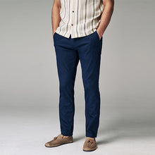 Load image into Gallery viewer, Navy Blue Slim Fit Summerweight Stretch Chino Trousers
