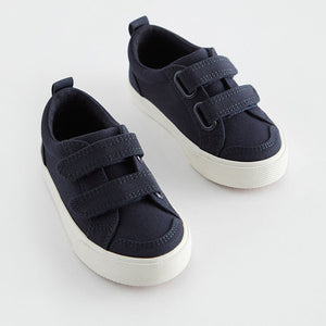 Navy Canvas Standard Fit (F) Two Strap Touch Fastening Trainers