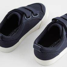 Load image into Gallery viewer, Navy Canvas Standard Fit (F) Two Strap Touch Fastening Trainers
