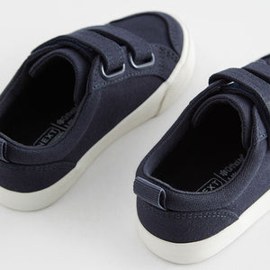 Navy Canvas Standard Fit (F) Two Strap Touch Fastening Trainers